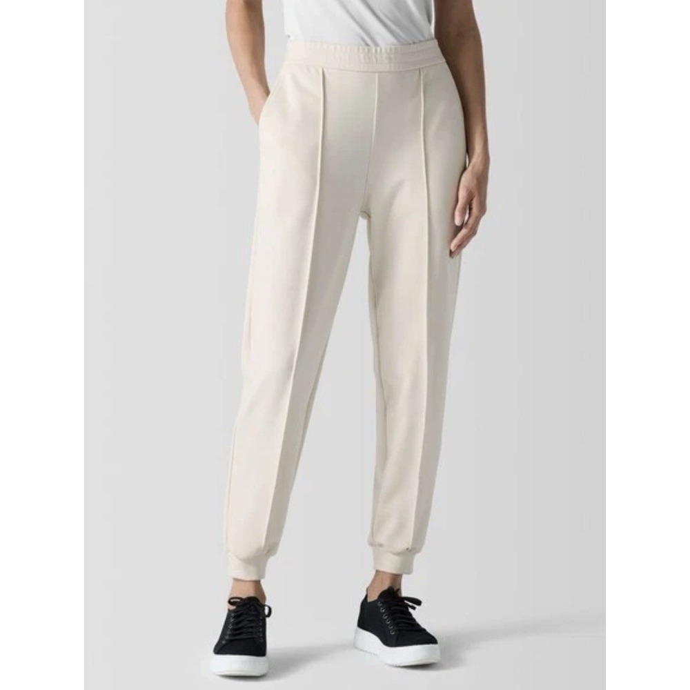 Eileen Fisher Ponte Jogger Pants M Petite Ivory Tencel Quiet Luxury‎ Minimalist